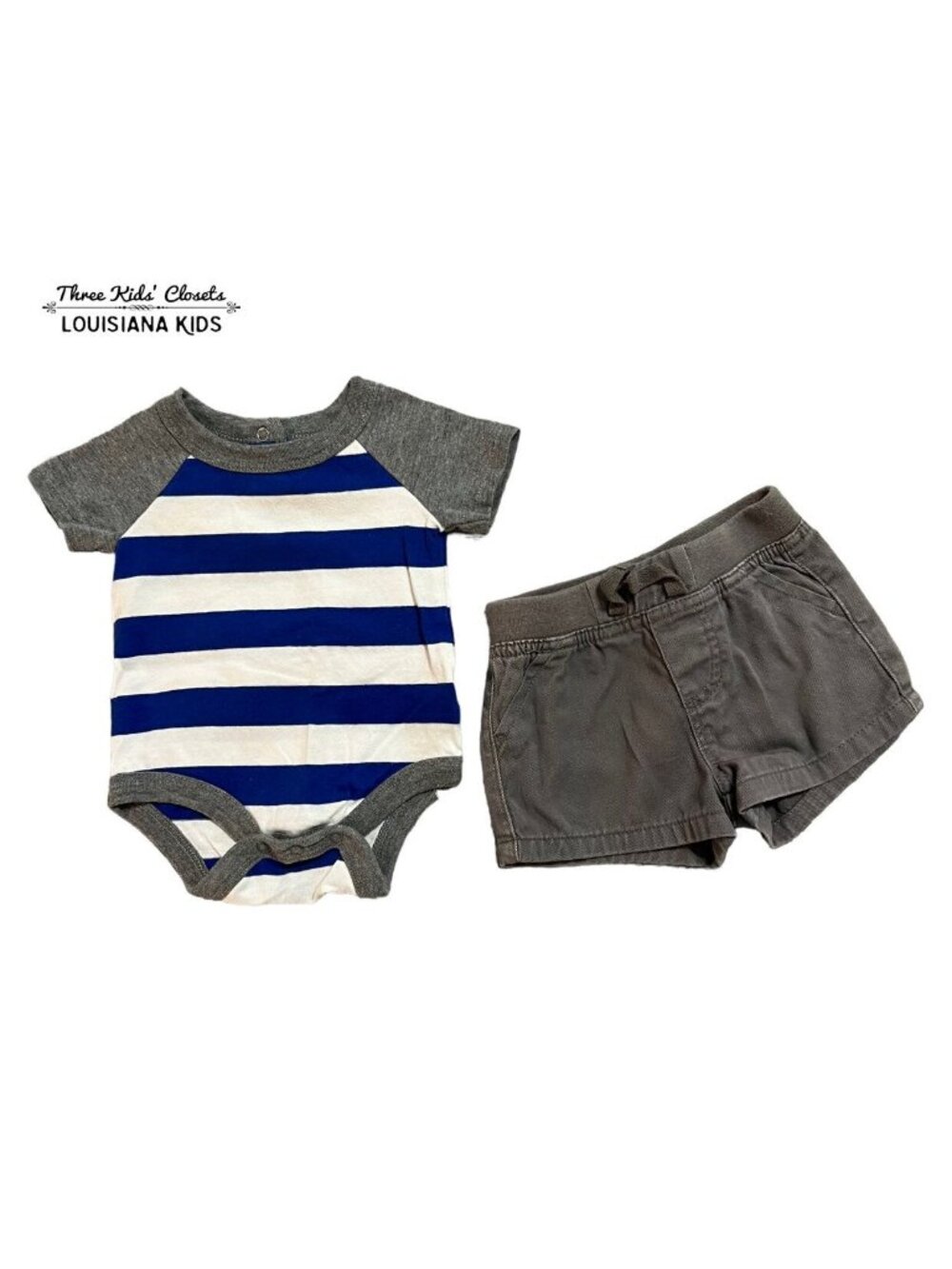 Circo NB Newborn Striped Raglan Bodysuit & Pull On Shorts